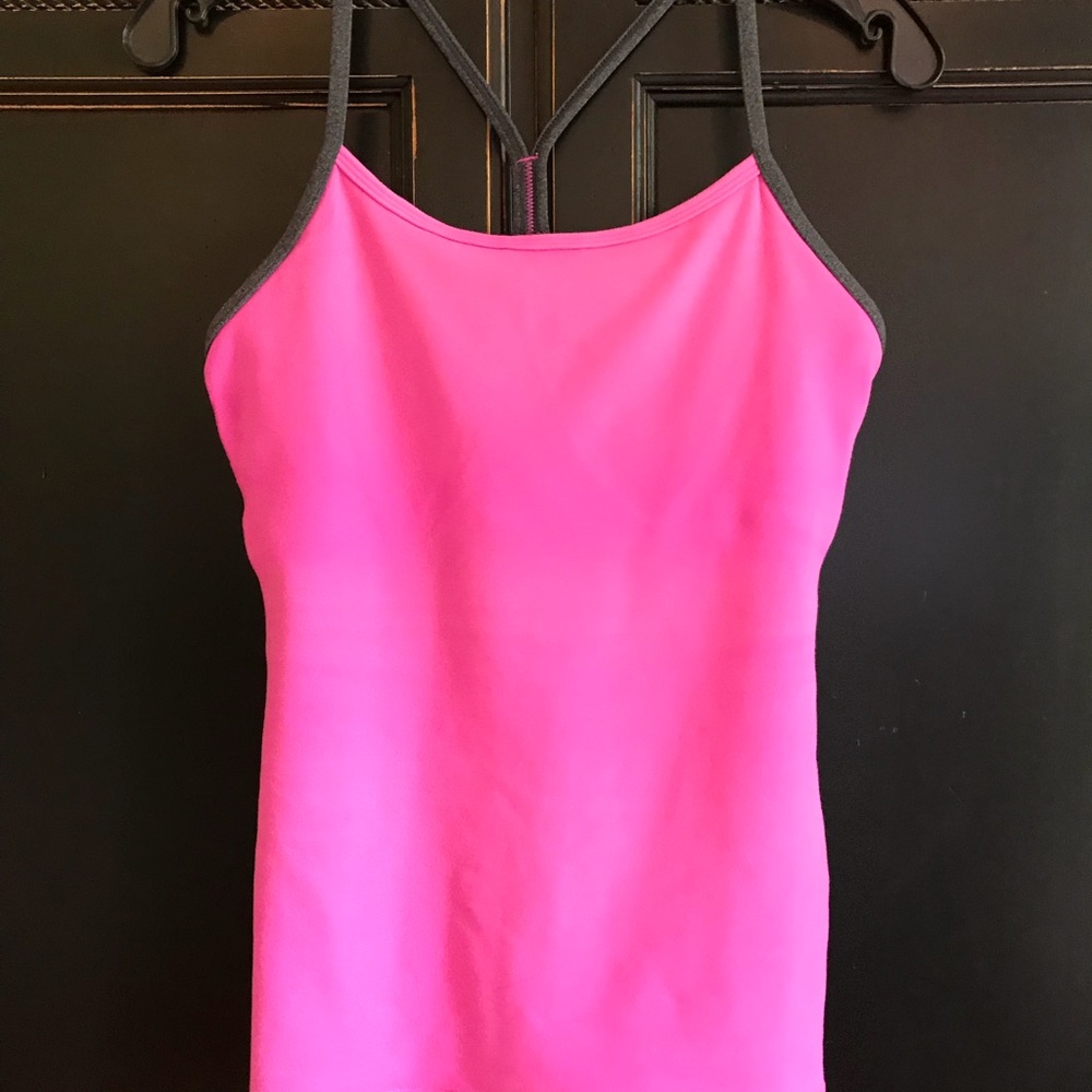 Lululemon Pink/Static Black Power Y Tank, size 6